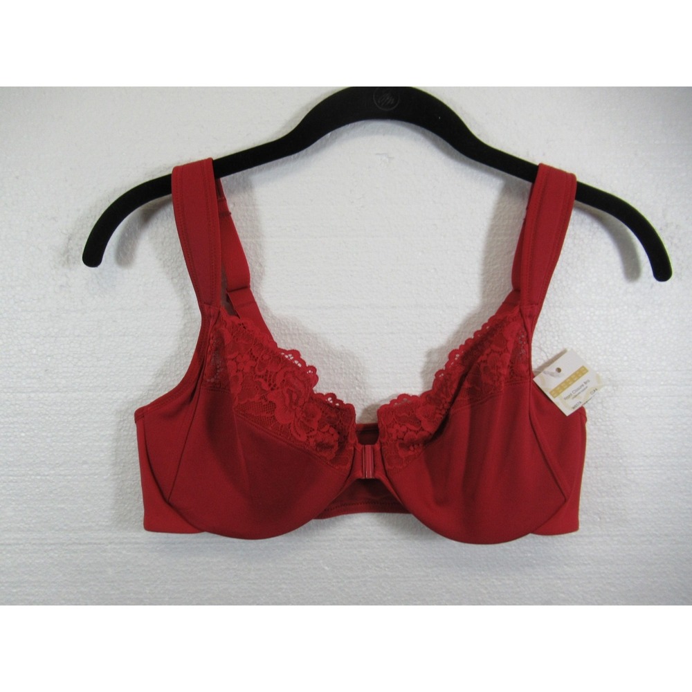 NEW Delimira Front Closure Bra 34C Red Underwire Unlined